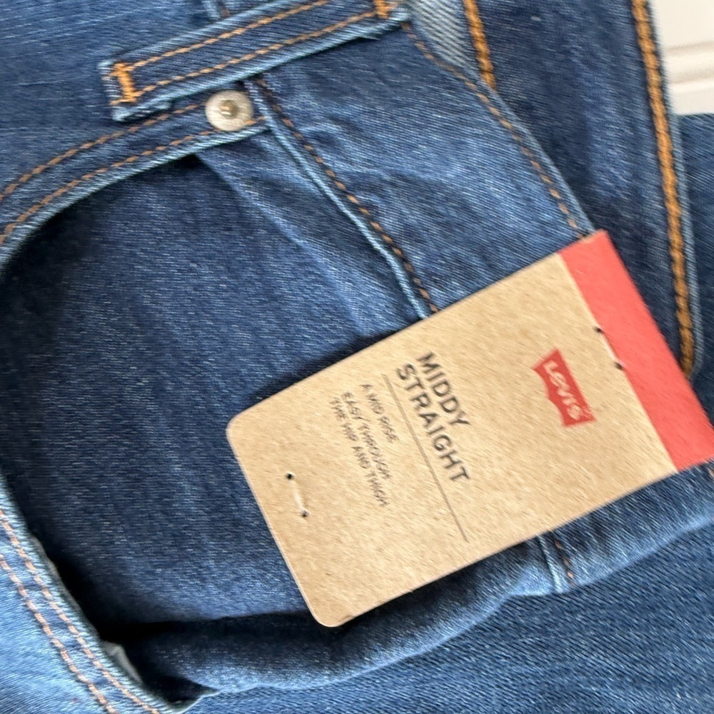 Levis Middy Straight Leg Jeans 31 X 30 Blue Womens Mid Rise NEW 1061 - Picture 2 of 4